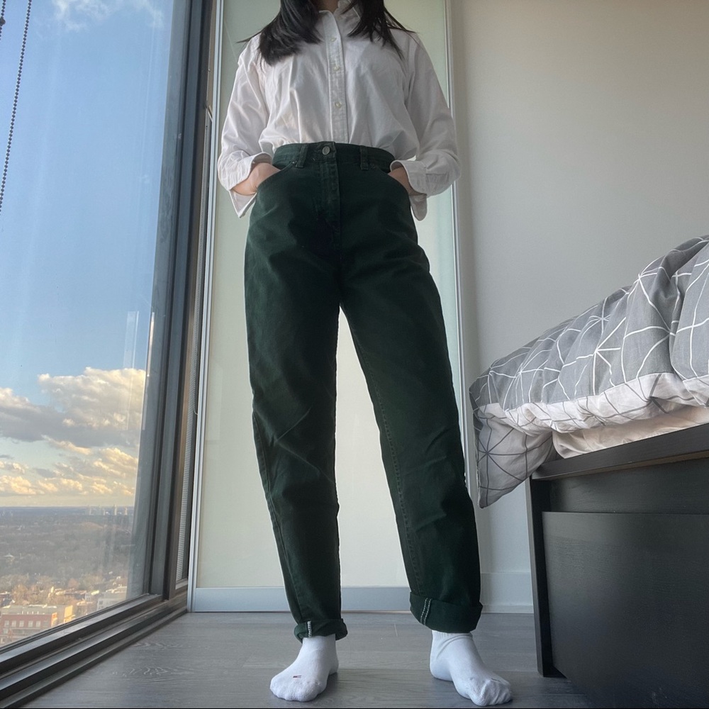 Vintage hunter green denim mom jeans